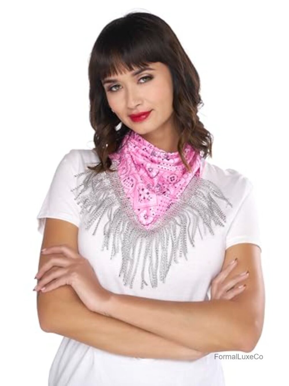 Fringe Rhinestone Bandana, Western Disco Cowgirl Bachelorette Party Accessory